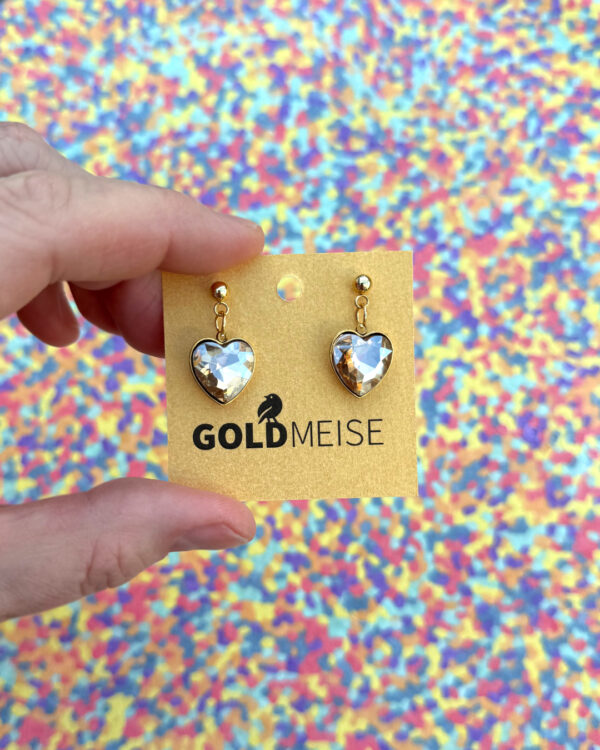 Edelstahl-Ohrstecker HERZ KRISTALL